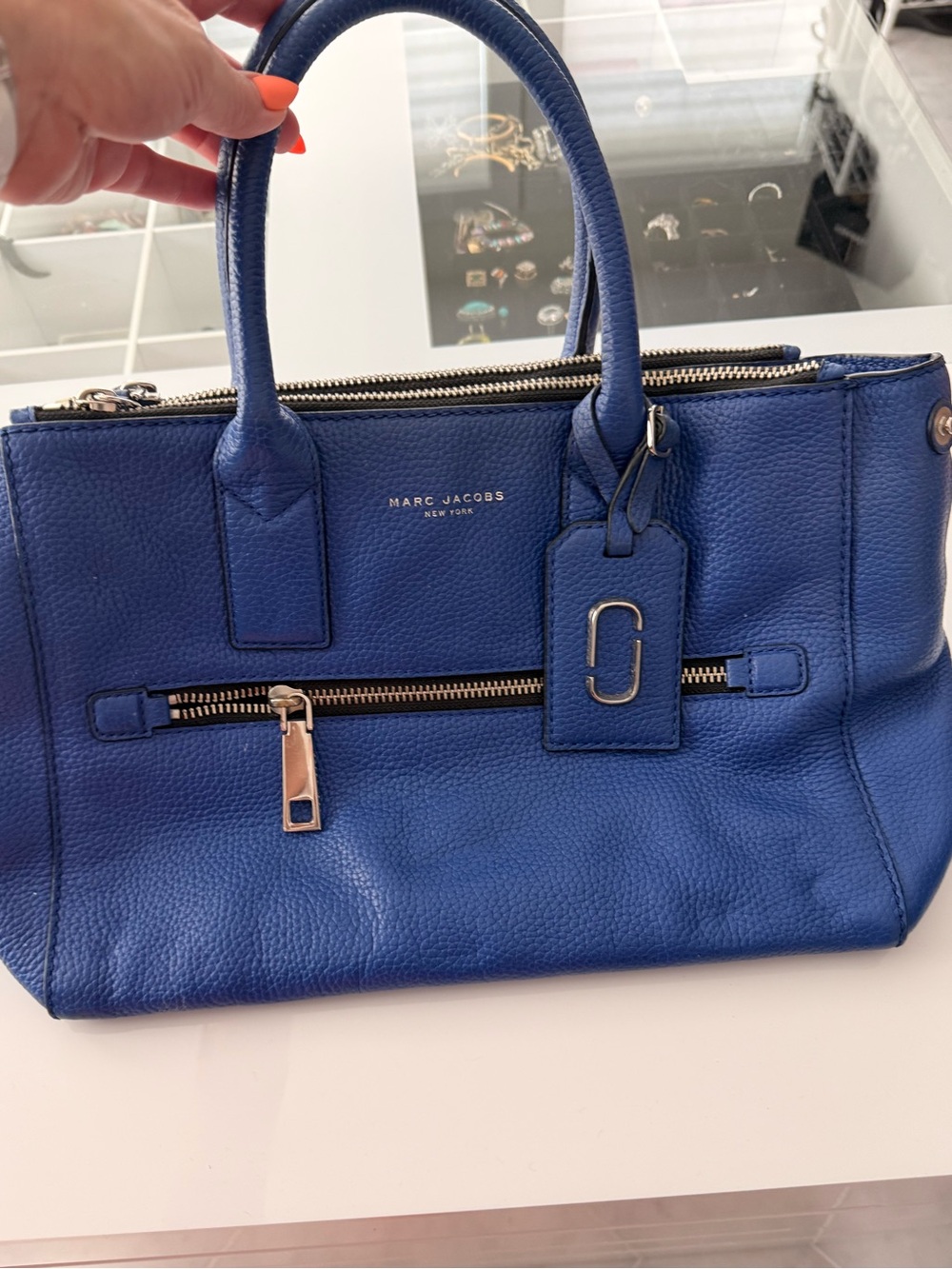 Marc Jacobs Gotham East West Tote Cobalt Blue Pebbled Leather